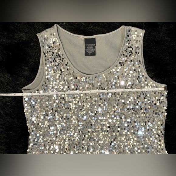 Grey sequin tank top, size S, like new. - Picture 6 of 7